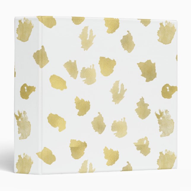 Gold White Animal Print Abstract Binder (Front/Spine)