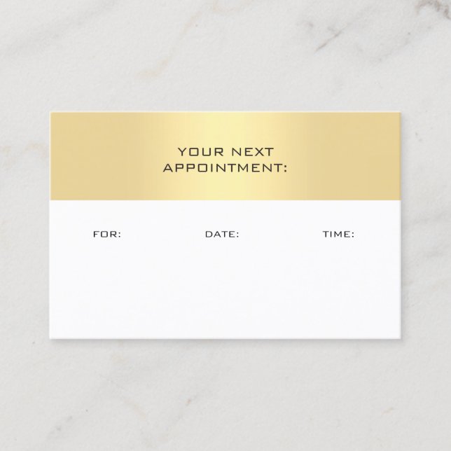 Gold White Appointment Reminder Template Elegant Card (Front)