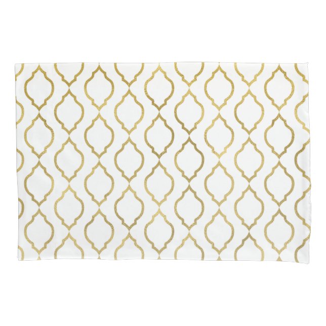 Gold & White Arabian Moroccan Glam Indian Theme Pillowcase (Front)