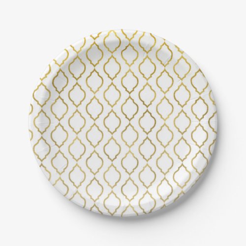 Gold  White Arabian Moroccan Glam Party Paper Plates