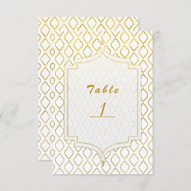 Gold & White Arabian Moroccan Glam Table Number (Front/Back)
