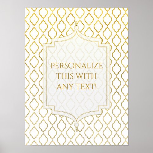 Gold  White Arabian Moroccan Theme Custom Party Poster