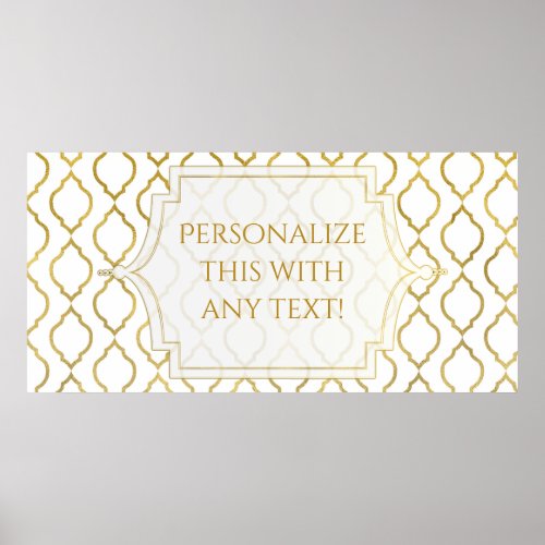 Gold  White Arabian Moroccan Theme Wedding Party Poster