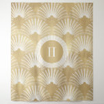 Gold & White Art-deco Pattern No.38 Tapestry<br><div class="desc">Elegant gold and white art-deco geometric pattern with optional monogram.</div>