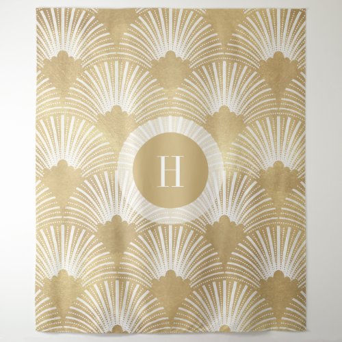 Gold  White Art_deco Pattern No38 Tapestry