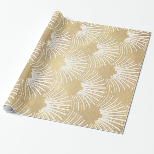 Gold  White Art_Deco Pattern Wrapping Paper