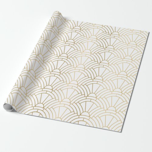 Gold  white art_deco seamless pattern 2 wrapping paper