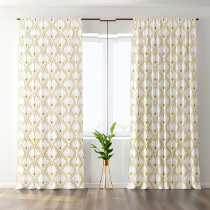 Gold & white art-deco seamless pattern 3 blackout curtains