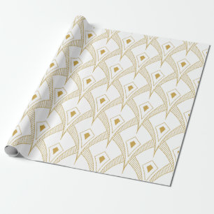 Gold & white art-deco seamless pattern 3 wrapping paper