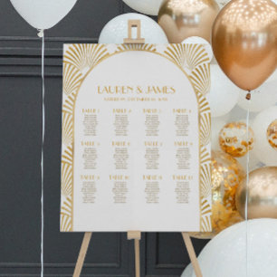 Gold White Art Deco Wedding Seating Chart Foam Board