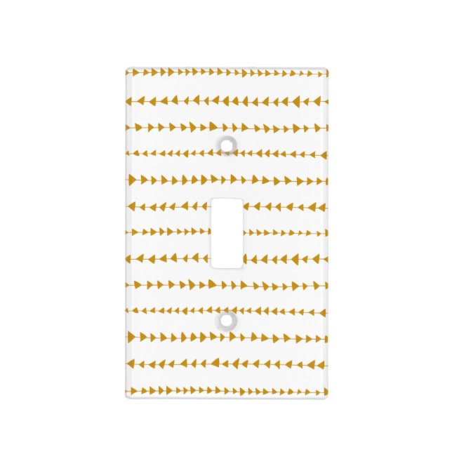 Gold White Aztec Arrows Pattern Light Switch Cover (Front)