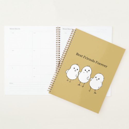 Gold White Baby Chicks Best Friends Forever Planner