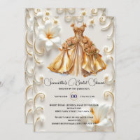 Gold white ballgown bride to be bridal shower