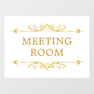 Gold White Base Minimal Door Sign Window Cling