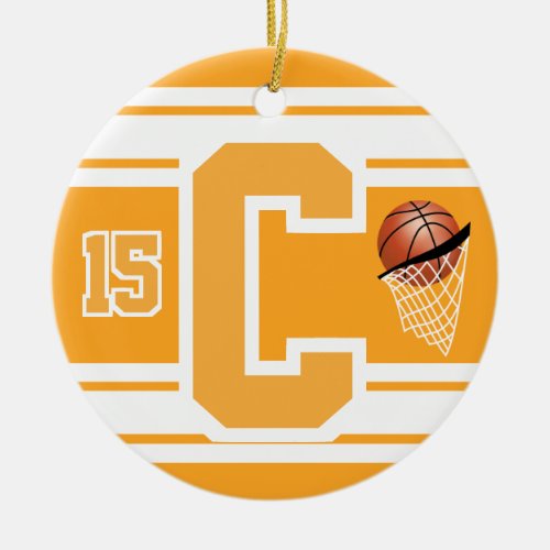 Gold  White Basketball DIY Letter Ceramic Ornament