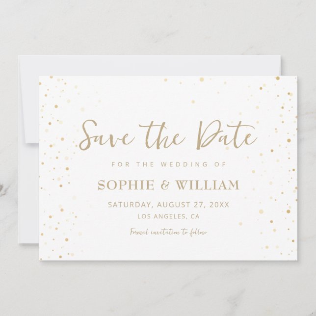 Gold & White Beautiful Elegant Wedding Save The Date (Front)
