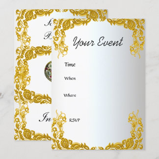 Gold White Birthday Invitation