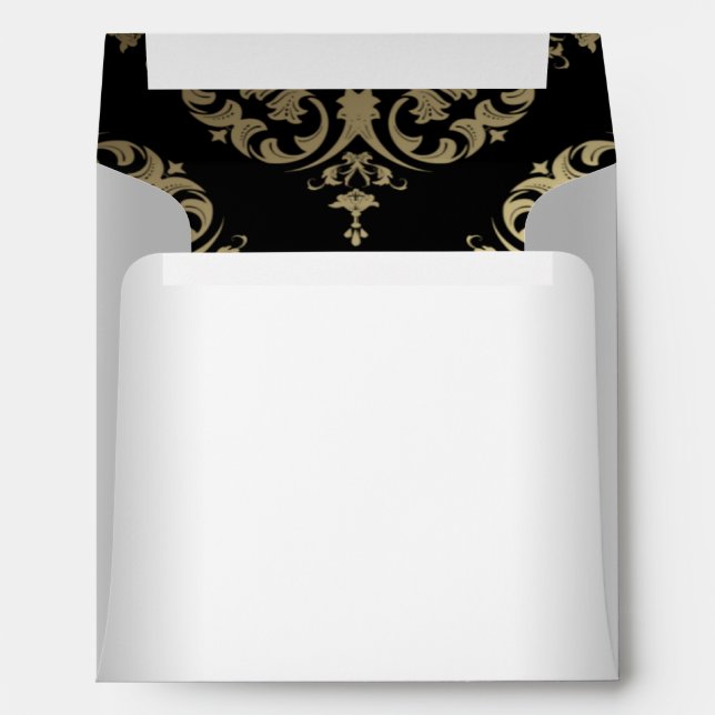 Gold White Black Damask Envelope (Back (Bottom))