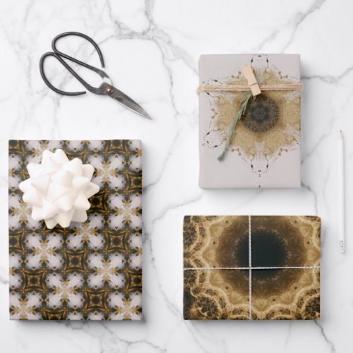 GOLD WHITE BLACK GLITTERING WRAPPING PAPER 