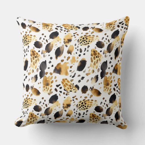 Gold White Black Leopard Abstract Throw Pillow