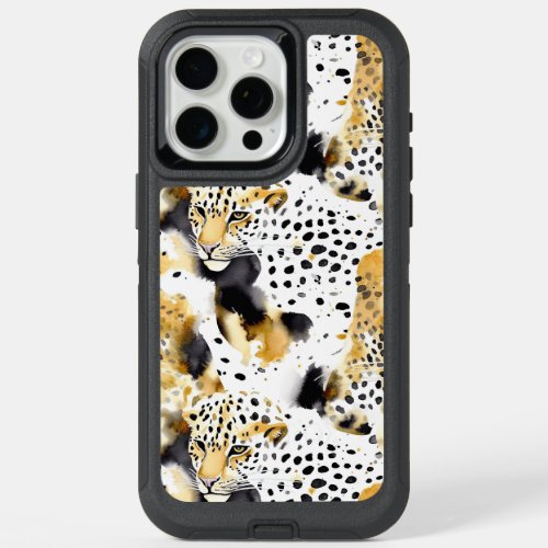 Gold White Black Leopards Abstract iPhone 15 Pro Max Case