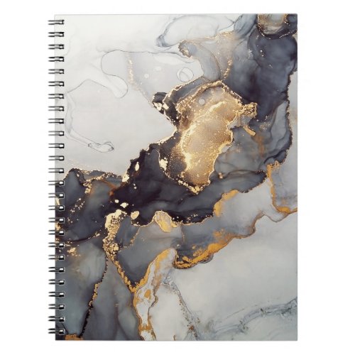 Gold White Black Marble Notebook