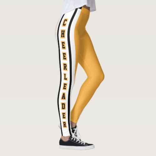 Gold White  Black Sport Jersey Stripe _ DIY Text Leggings