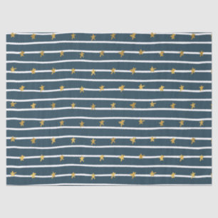 Gold White Blue Stars and Stripes Tissue Paper