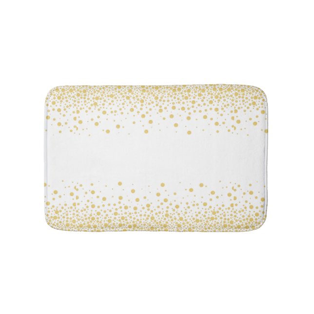 Gold & White Bokeh circles dots Bathroom Mat (Front)