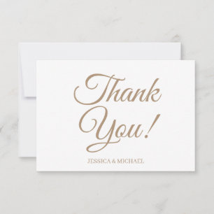 Gold White Bridal Shower Thank You