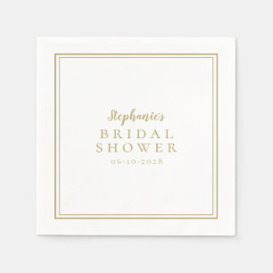 Gold White Bridal Shower Wedding Simple Modern Napkins