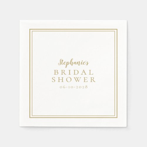 Gold White Bridal Shower Wedding Simple Modern Napkins