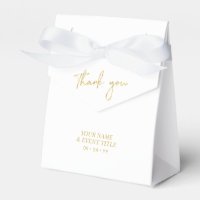 Gold & White | Brush Script Party Thank you Favor