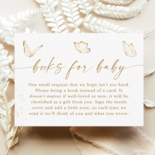 Gold White Butterfly Baby Shower Books for Baby Enclosure Card
