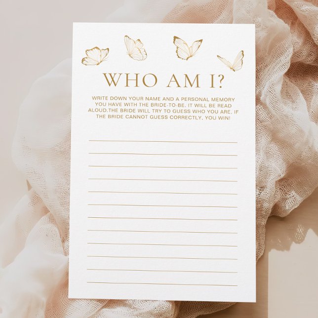 Gold White Butterfly Bridal Shower Guess Who Game (Creator Uploaded)