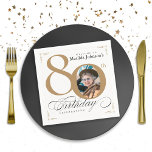 Gold White Calligraphy Custom Photo 80th Birthday Napkins<br><div class="desc">Gold White Calligraphy Custom Photo 80th Birthday Napkins. And elegantly designed special birthday celebration,  featuring a custom photo of birthday person and script calligraphy with vintage flourish elements. Simple enough to fit a variety of themes and colors!
Need help? Simply contact me!</div>