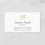 Gold White Calligraphy Monogram Trendy Chic Design Business Card