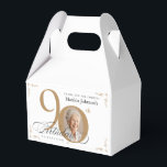 Gold White Calligraphy Photo Elegant 90th Birthday Favor Boxes<br><div class="desc">Gold White Calligraphy Photo Elegant 90th Birthday Favor Boxes. And elegantly designed special birthday celebration invitation,  featuring a custom photo of birthday person and script calligraphy with vintage flourish elements. Simple enough to fit a variety of themes and colors! Need help? Simply contact me!</div>