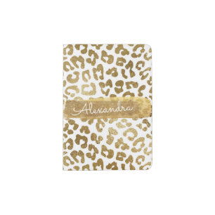 Gold & White Cheetah Animal Print Passport Holder