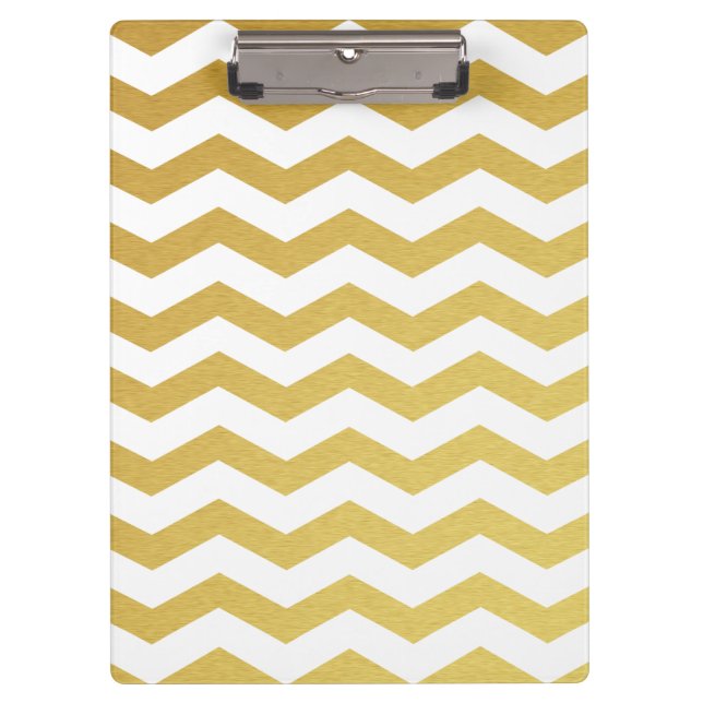 Gold & White Chevron Monogram Clipboard (Front)