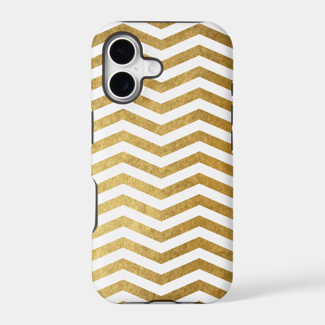 Gold White Chevron Pattern Iphone Case (Back)