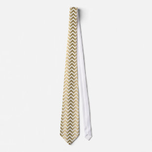 Gold & White Chevron Zigzag Pattern Tie