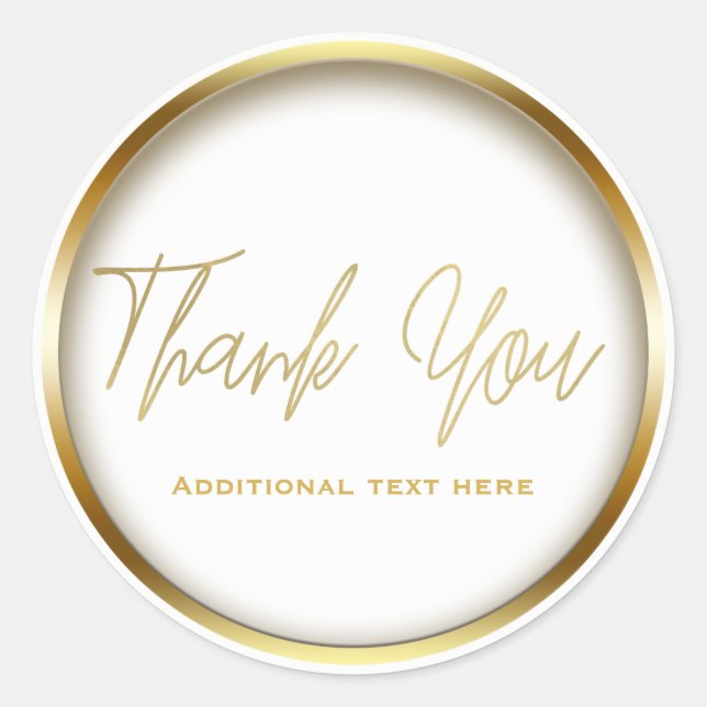 Gold & White Chic Elegant Simple Glam Favor Classic Round Sticker (Front)