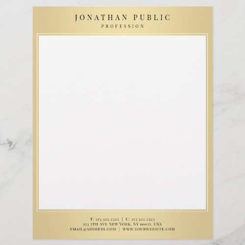 Gold White Chic Glamorous Template Modern Design Letterhead