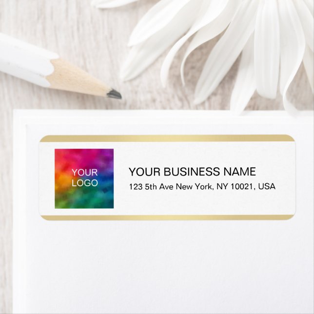 Gold White Chic Typography Upload Your Logo Label (Insitu)