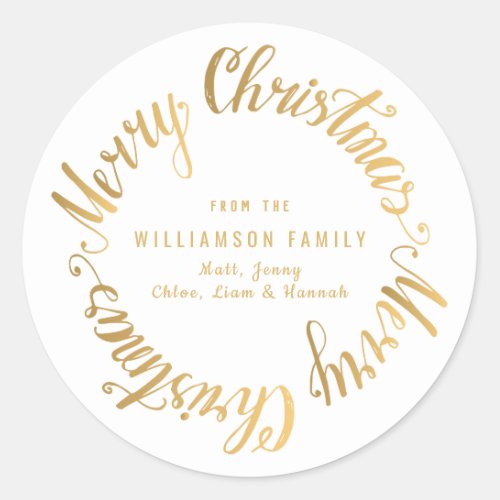 Gold White Christmas Card Envelope Seal Template
