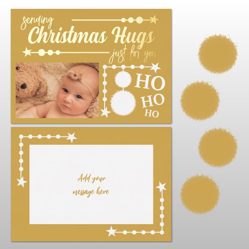 Gold white Christmas hugs just for you photo Foil Holiday Card