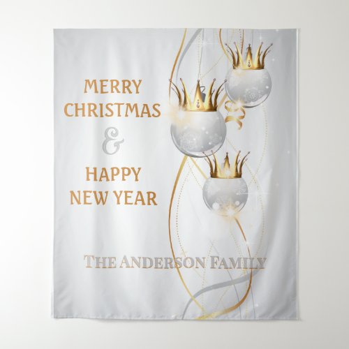 Gold white Christmas tree crown decorations chic Tapestry