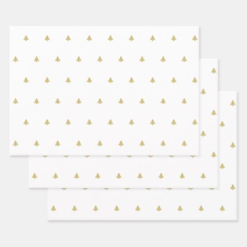 GoldWhite Christmas Tree Simple Icon Pattern Wrapping Paper Sheets