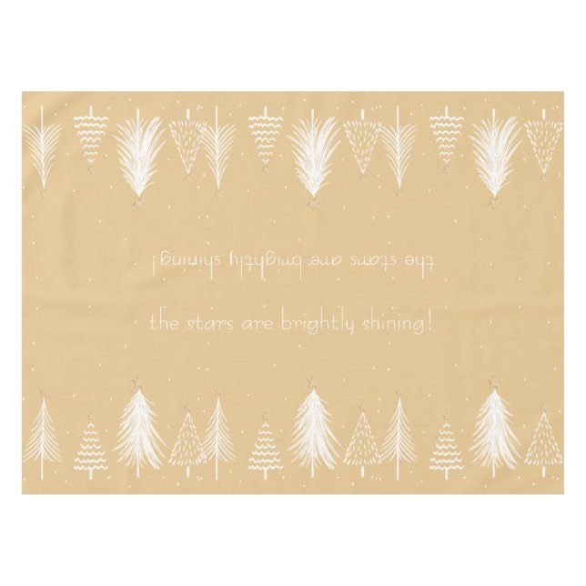 Gold, White, Christmas Tree Stars Elegant Holiday Tablecloth (Front (Horizontal))